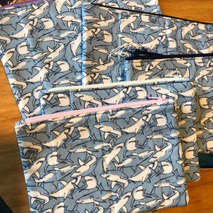 Lt Blue Shark Scatter Zipper Bag\shark purse\shark zipper bag\shark bag