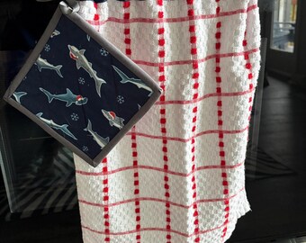 Holiday Shark Hot Pad & Kitchen Towel Gift Set