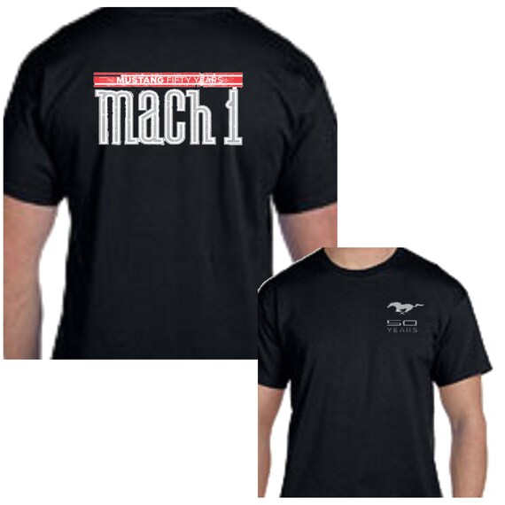 Ford Mustang Mach 1 T-Shirt Mustang 50 Years Anniversary Licensed Logo Tee Shirt