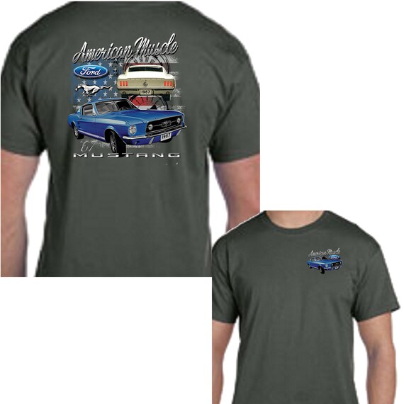 American Muscle Mustang T-Shirt Ford 1967 Navy Tee Shirt