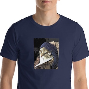 Cat with a pearl earring  --- Short-Sleeve Unisex T-Shirt