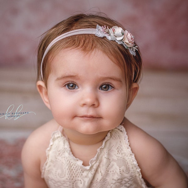 Bandeau bébé fleurs séchées fleurs /baptême grandit avec vous/bébés et tout-petits/shooting/mariage