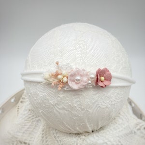 Haarband Baby / Trockenblumen / wächst mit / Babyshooting /Babyband / Haarschleife /Stirnband /Taufe Bild 2