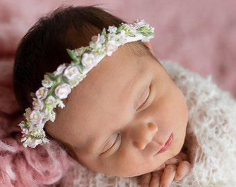 NEU Kommunion Blumemädchen Baby Fotoshooting Kopfschmuck Blumenhaarband gold H29 