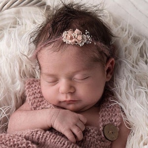 Newborn overall and baby headband, newborn set, newborn photography props set, newborn