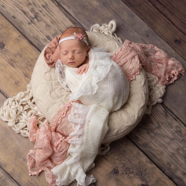 Spitze Fotoshooting Newborn Neugeborenen Strech Wrap Pucktuch Baby Fotografie