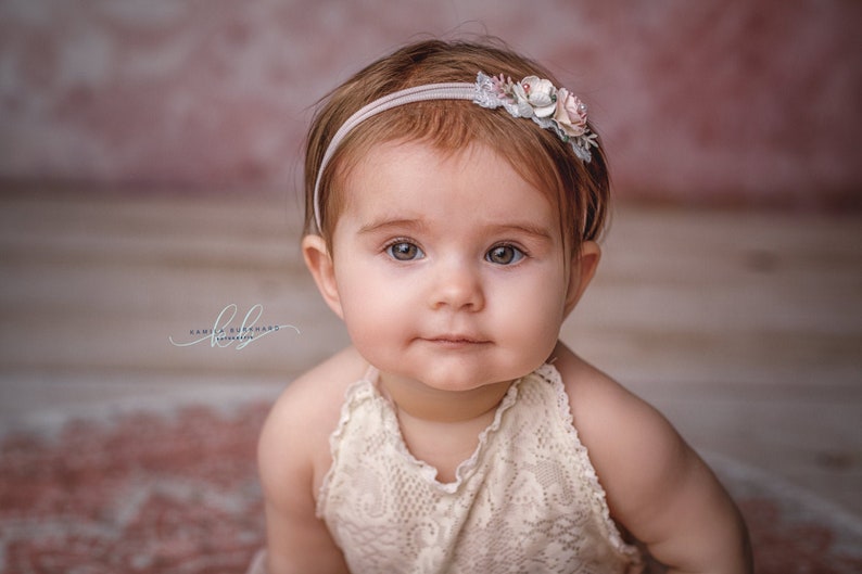 Baby Haarband Trockenblumen Blumen /Taufe wächst mit/ Babys und Kleinkinder/Shooting/ Hochzeit Bild 1