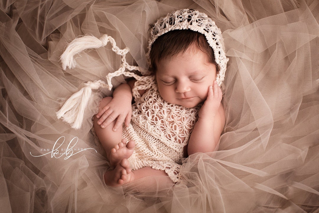 Spitzen-Strampler Für Neugeborene Mädchen - Fotoshooting Outfit Mit Stirnband