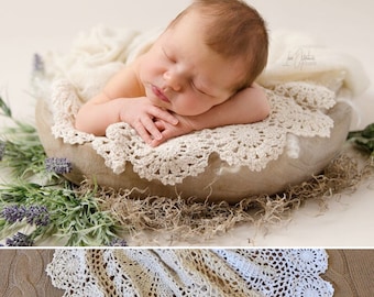 Vintage Häkeldecke Spitze Fotoshooting newborn Neugeborenen Strech Wrap Pucktuch Baby Fotografie