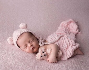Baby Fotostudio Requisiten Mohair Wickeltuch mit Kopfbedeckung 
