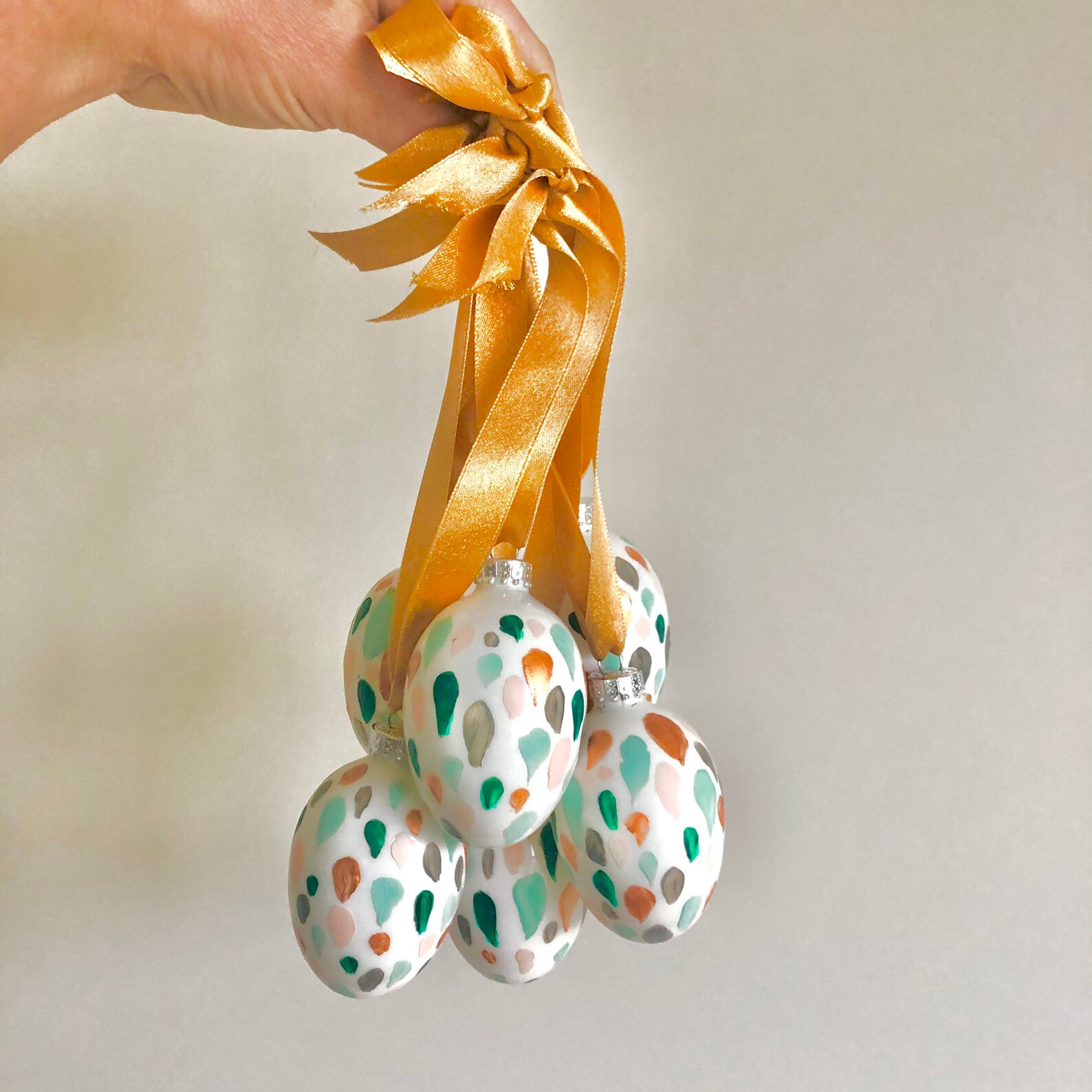Set of 6 Hand Painted Egg Ornaments Brush Stroke Ornaments Etsy