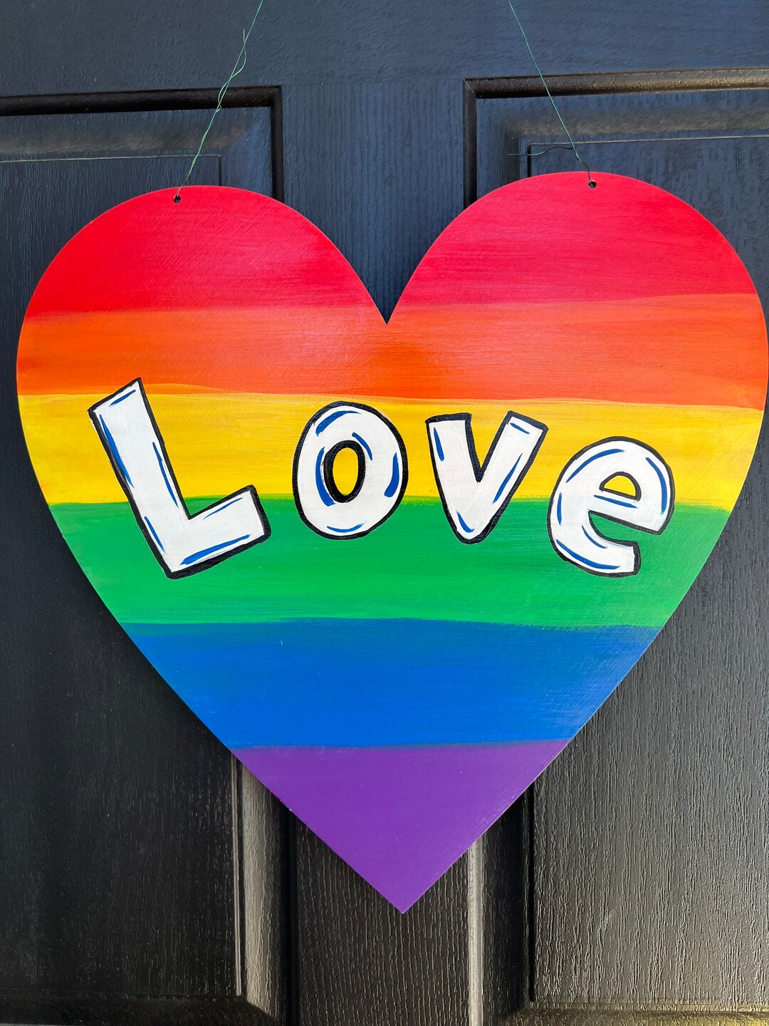 Rainbow Heart Door Hanger Pride Door Hanger Love is Love Etsy