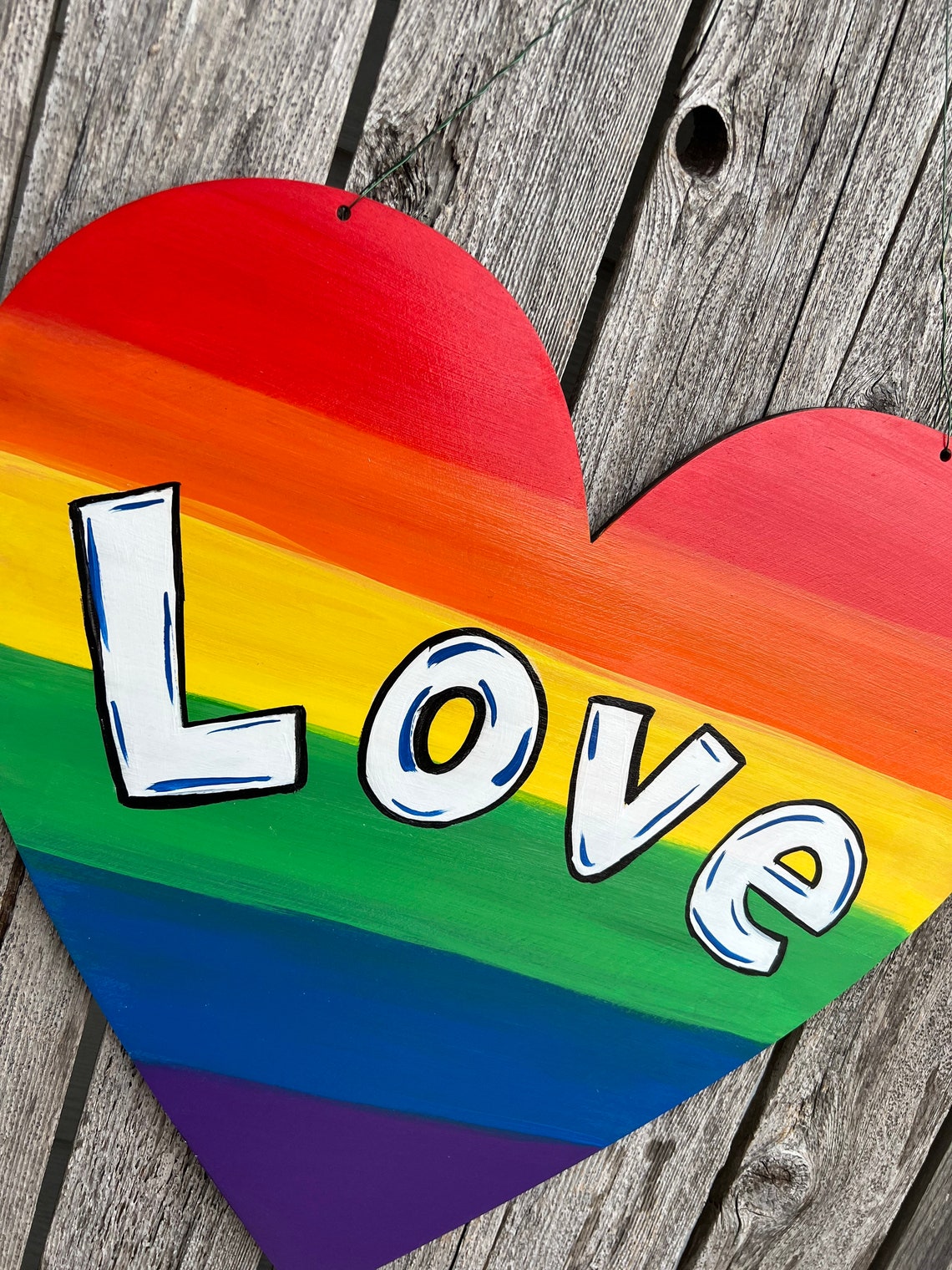 Rainbow Heart Door Hanger Pride Door Hanger Love is Love Etsy