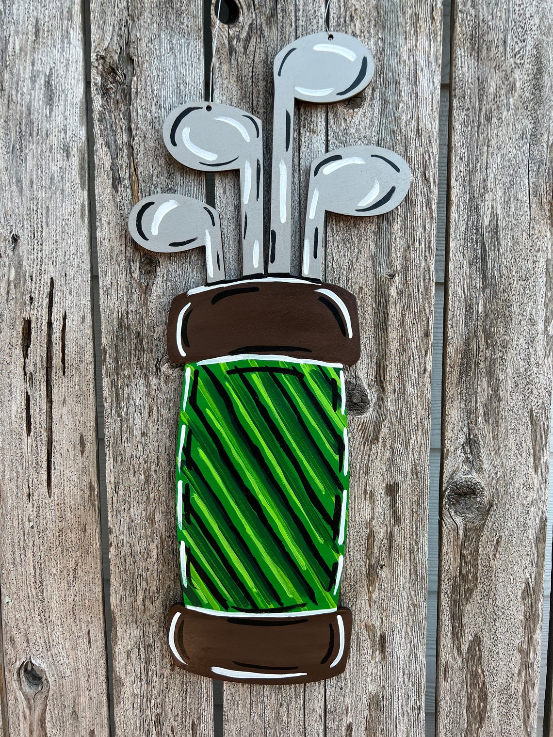Green Golf Bag Door Hanger, Golf Bag Door Hanger, Golf Bag, Retirement Gift, Father's Day Gift