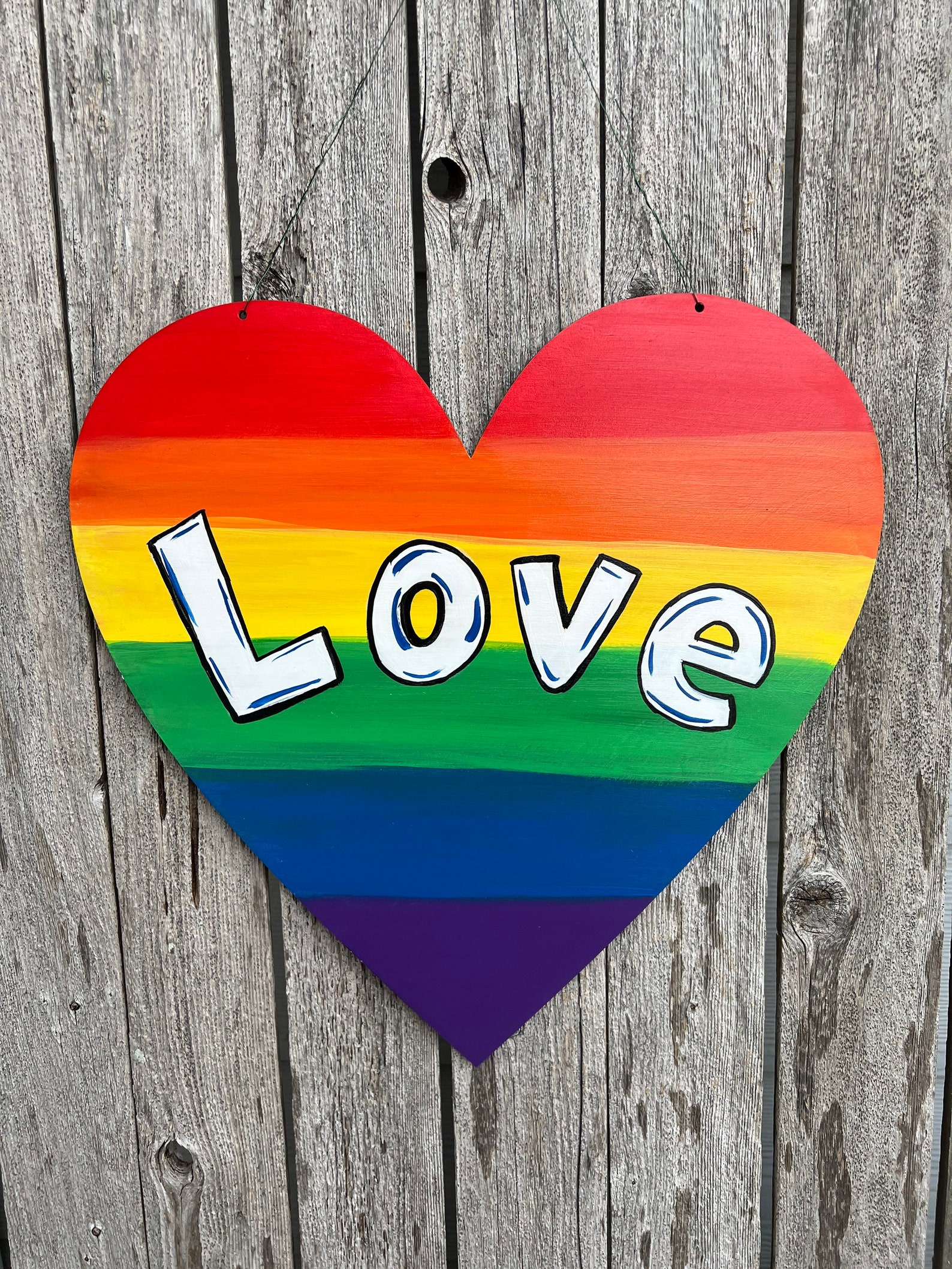 Rainbow Heart Door Hanger Pride Door Hanger Love is Love Etsy