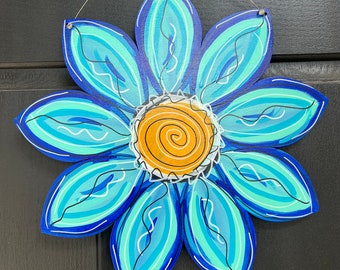 Summer Sunflower Door Hanger, Blue Sunflower Door Hanger, Spring Sunflower Door Hanger, Sunflower Decor, Front Porch Decor,