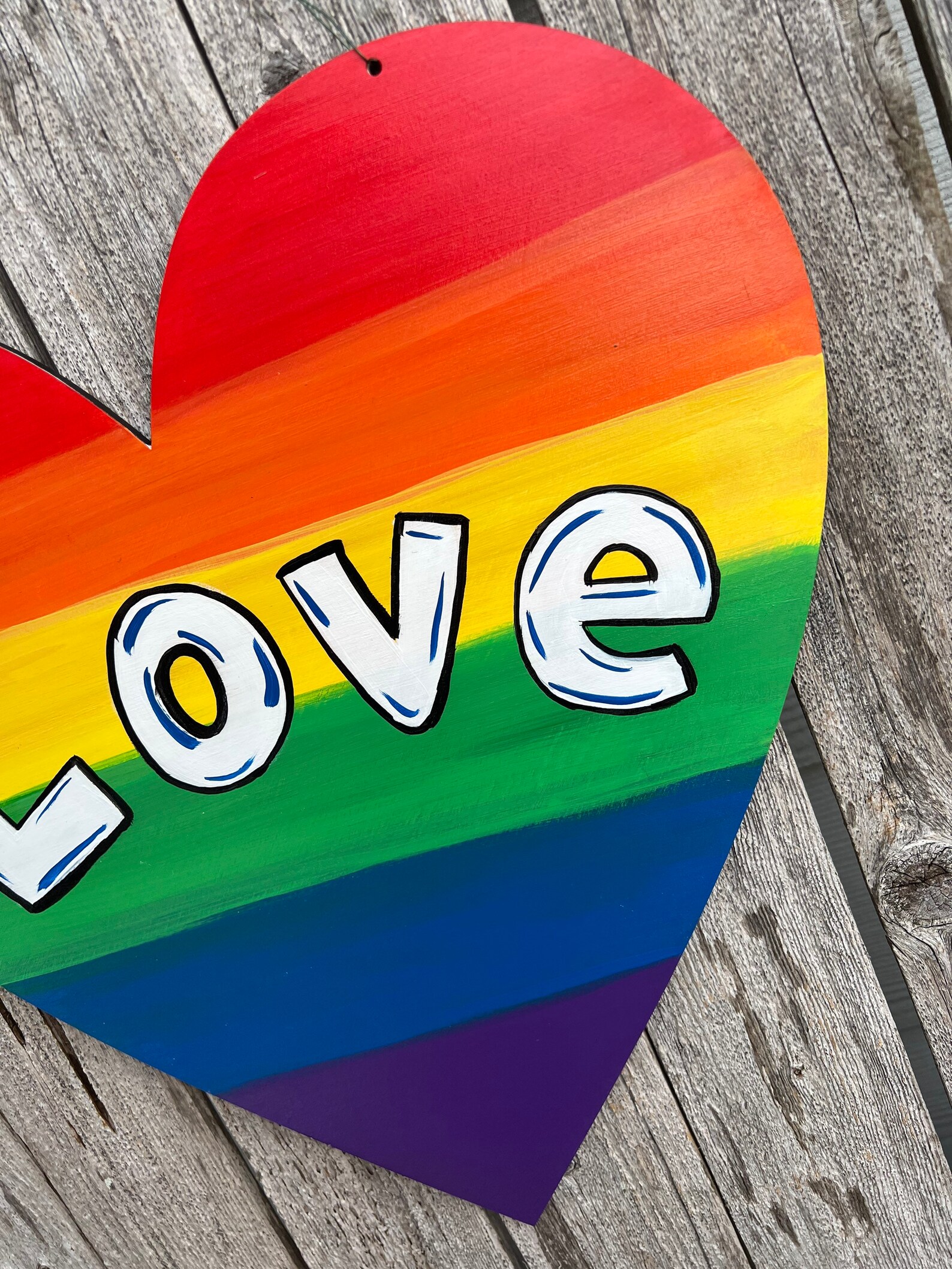 Rainbow Heart Door Hanger Pride Door Hanger Love is Love Etsy