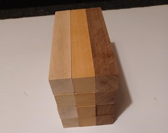 18 Kiln-Dried Black Walnut, Maple, and Cherry Pen Blanks (6" x 3/4" x 3/4")