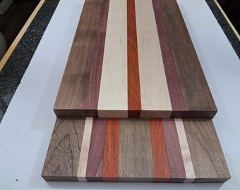 2 DIY Walnut, Maple, Purpleheart, and Padauk Wood Boards for Cutting Charcuterie Cheese Trays