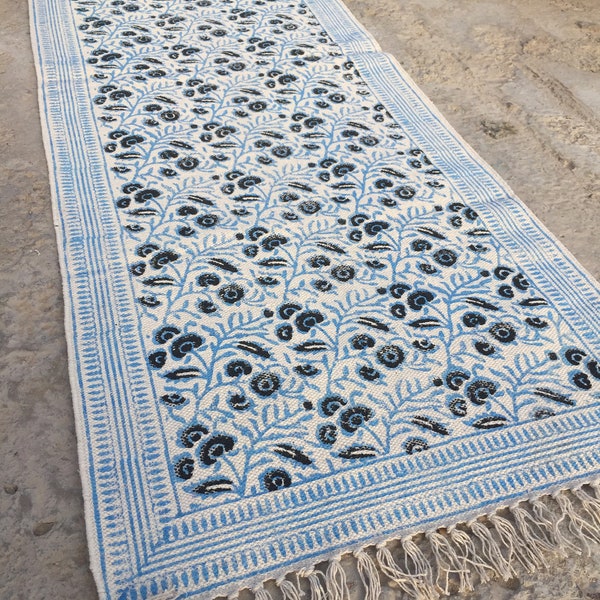 Hallway Runner 2x6,2x10,2x12,2x14,2x20 Rug Cotton Runner Blue Handmade Runner Kitchen Runner Long Stair Runner Hallway Runner Carpet Runner