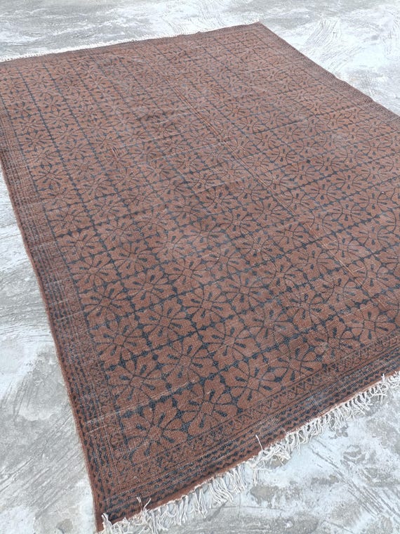 9x9,9x10,9x12,12x15 Rug Handmade Brown Area Rug Cotton Bedroom Livingroom Square Brown Dari Home Decor Floor Bohemian Modern Carpet Washable