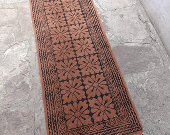 Brown Hallway Runner, Cotton Runner Rug, Handmade Area Rug Bedroom Livingroom Floor Carpet Bohemian Dhurrie Stair Runner Custom Washable Rug
