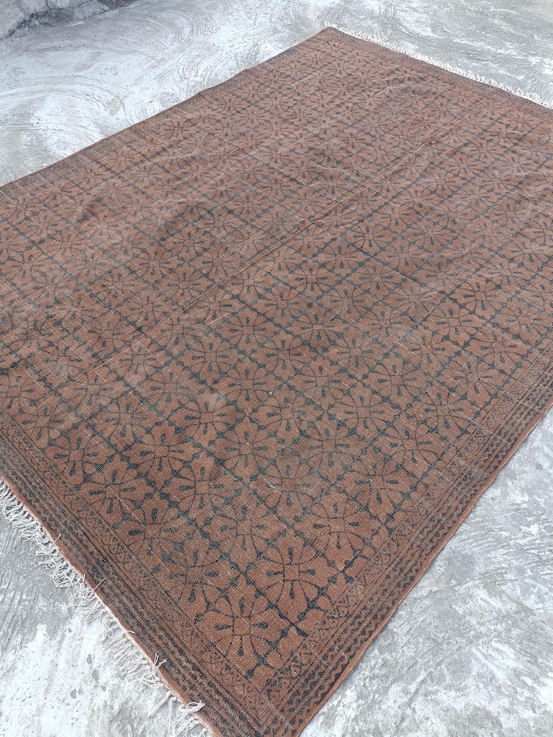 9x9,9x10,9x12,12x15 Rug Handmade Brown Area Rug Cotton Bedroom Livingroom Square Brown Dari Home Decor Floor Bohemian Modern Carpet Washable image 9