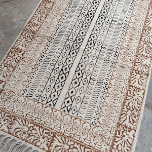 Hallway Runner, Cotton Stair Runner, Brown Runner, Kilim Dhurrie Rug, Kitchen Runner, Block Print Rug , Area Rug Runner 2x20,2x30,4x10,4x20