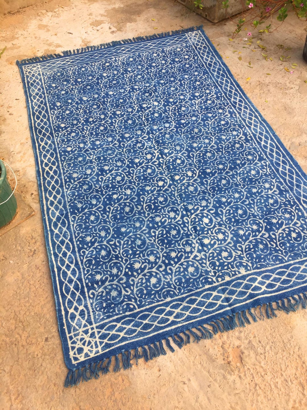 Indigo Blue Bedroom Area Rug Hallway Runner Handmade Entryway ...