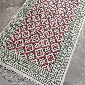 2x6,2x10,2x12,2x14,2x16,2x18,2x20 Hallway Runner Cotton Rug Kitchen Rug Dari Rug Floor Carpet Rug Handmade Rug Bohemian Rug Red Green Rug
