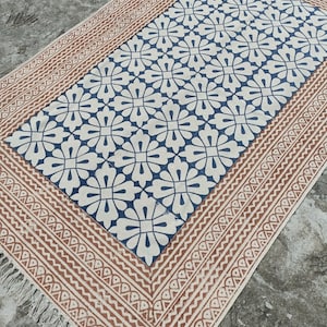 Blue Handmade Cotton Oversized Rug, Large Bedroom Rug, Floor Rug, Living Room Rug, Office Indoor Outdoor Rug, 9x12,10x14,12x14,12x20,8x20