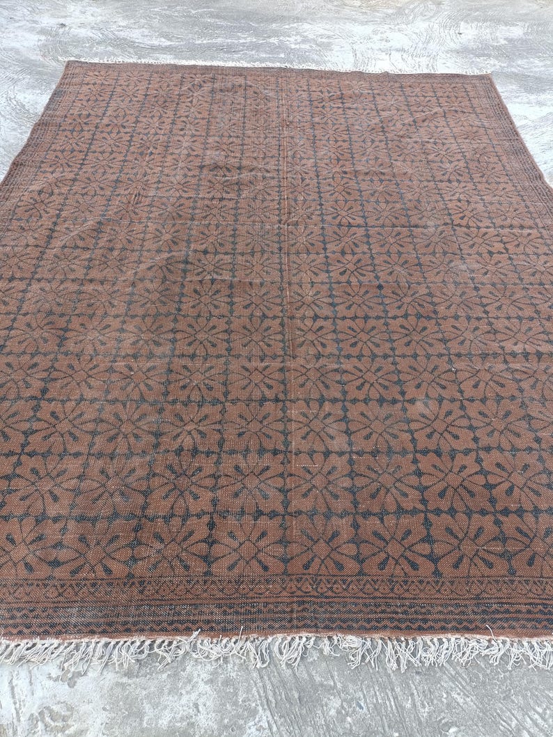 9x9,9x10,9x12,12x15 Rug Handmade Brown Area Rug Cotton Bedroom Livingroom Square Brown Dari Home Decor Floor Bohemian Modern Carpet Washable image 18