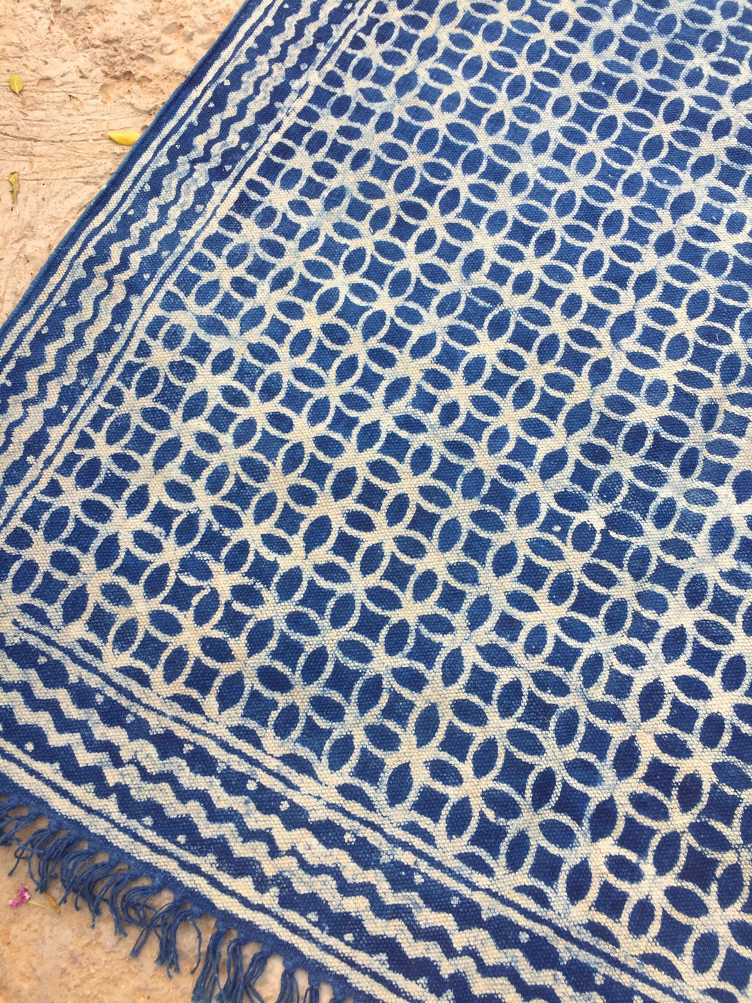 10x14 Rug Blue Indigo Rug Handmade Rug Cotton Rug Area Rug Floor Rug ...