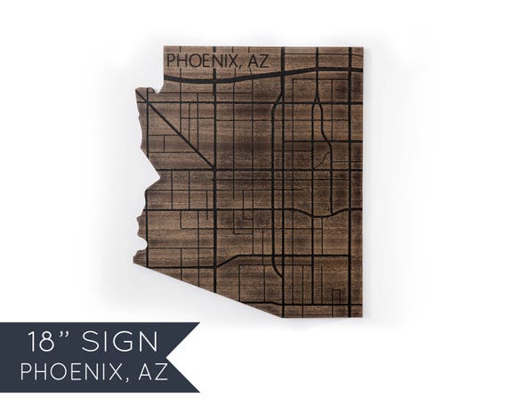 Phoenix Map Wood Arizona Wall Decor Gift For Long Distance Etsy