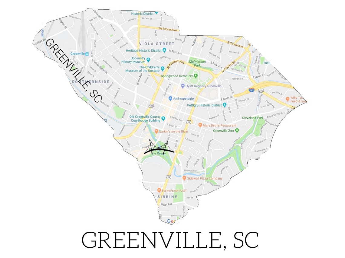 Greenville South Carolina Map Wood Travel Map Gifts Etsy