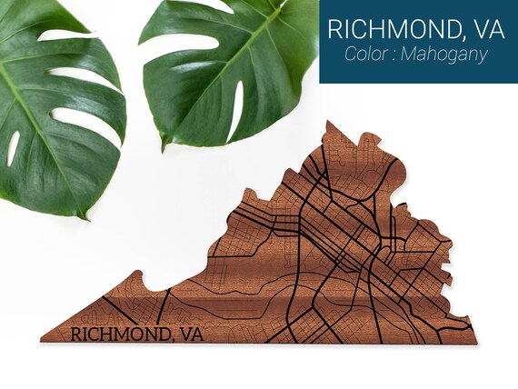 Home Virginia Sign Richmond Map Virginia Wood Decor Couple Etsy