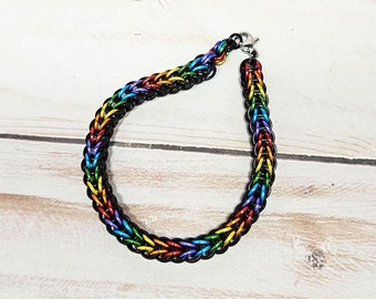 Custom Chainmail Bracelet - Anodized Aluminum - Full Persian Rainbow