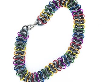 Rainbow Chainmail Bracelet - Anodized Aluminum - Vertebrae