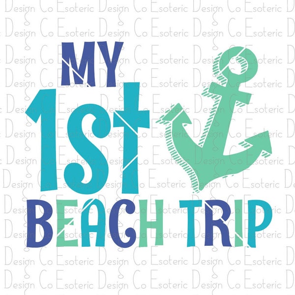 My First Beach Trip Full Color PNG Design - Digital Download - Sublimation Screen Print Design Graphic