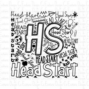 Head Start Typography Design - svg, png, eps & dxf dateien - Cut file for Silhouette Cricut Vinyl Cutters