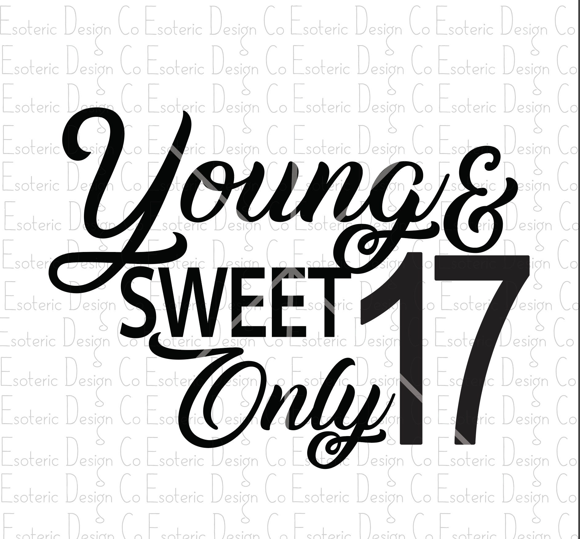 Young Sweet And Only Seventeen Young and Sweet Only 17 Birthday Design svg png eps & dxf - Etsy