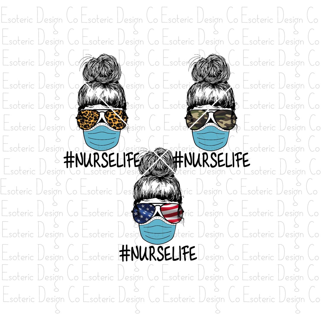 Nurse Life Mask Camo Full Color PNG Design Digital Download Etsy