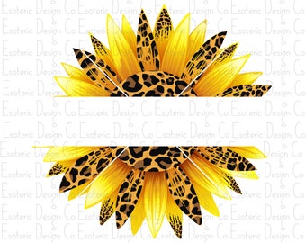 Split Sunflower Cheetah Full Color PNG Design - Digital Download - Sublimation Screen Print Design Graphic Popular