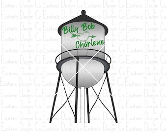 Water Tower Billy Bob Loves Heart Charlene Full Color PNG Design - Digital Download - Sublimation Screen Print Design Graphic