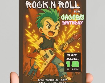 Punk Rock Einladung zur Geburtstagsparty: Emo Thema Canva Vorlage