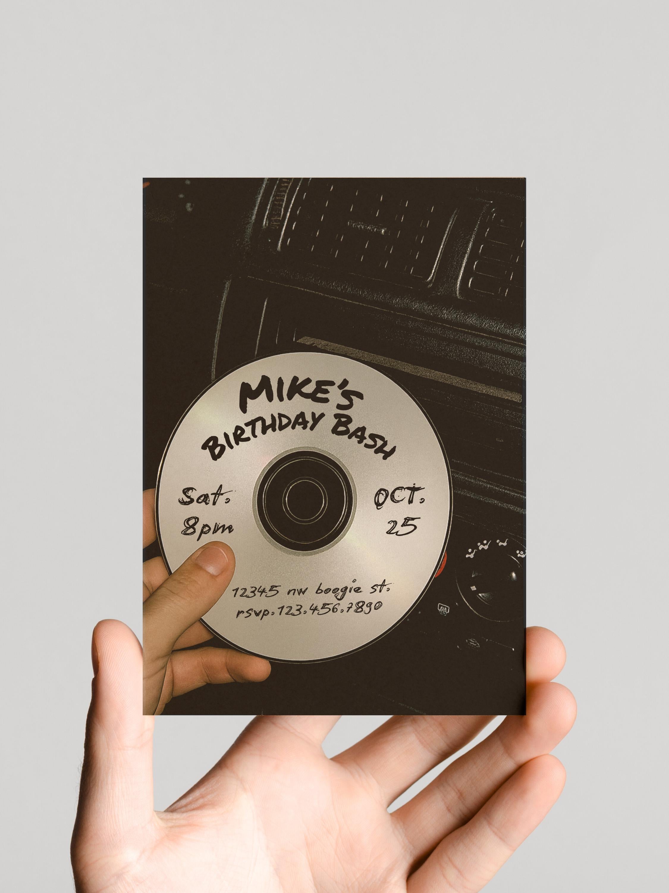 Retro CD Birthday Invitation: Y2K 90s Party, Editable Canva Template ...