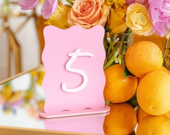 Wedding Table Numbers, Wavy Table Numbers, Table Numbers Wedding, Acrylic Wedding Table Numbers, Wavy Signs, Wavy Edge,Modern Table Numbers