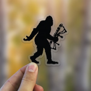 Sasquatch Archery Bow Hunting Sticker - 3.9&quot; tall, Black, die cut, high quality, weatherproof, bigfoot