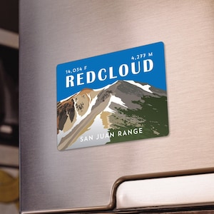 Redcloud Peak Colorado 14er Magnet - high quality, durable, 14er mountain illustration, 14ers