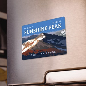 Sunshine Peak Colorado 14er Magnet - high quality, durable, 14er mountain illustration, 14ers